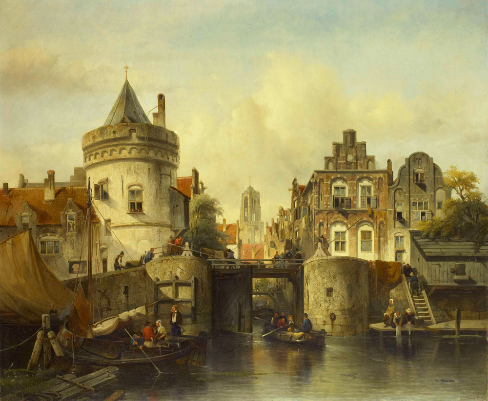 Salomon Leonardus Verveer - Imaginary View based on the Kolksluis, Amsterdam
