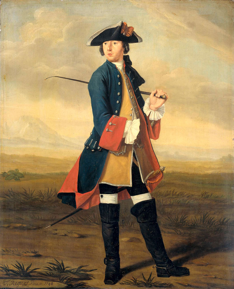 Tibout Regters - Portrait of Ludolf Backhuysen II, Painter, in the Uniform of the Dragoons