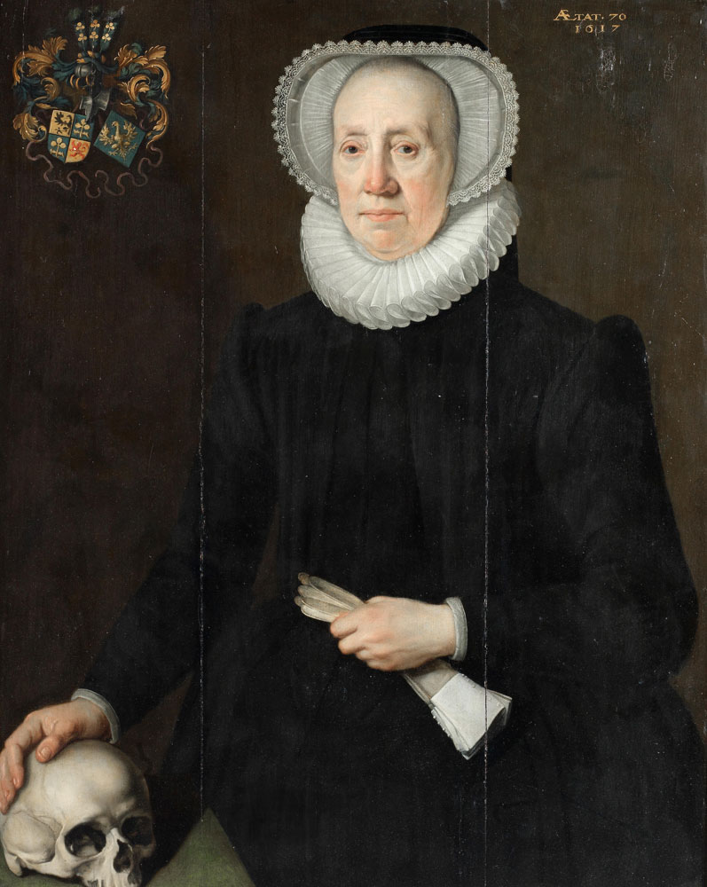 Follower of Willem Key - Portrait of an elderly lady of the van Heemstra family of Friesland
