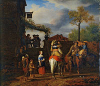 Adriaen van de Velde Three Horsemen in front of an Inn
