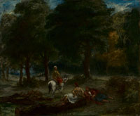 Eugène Delacroix Greek Cavalry Men Resting in Forest