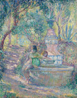 Henri Lebasque Saint-Tropez, deux jeunes filles à la fontaine