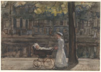 Isaac Israels A Nanny with a Child in a Pram