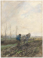 Jacob Maris Plowing Peasant