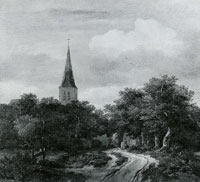 Jacob van Ruisdael Village Church with a Steeple in a Wood