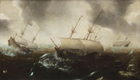 Jan Porcellis Shipping in a stormy sea