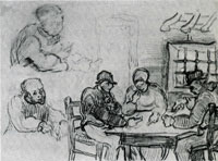 Vincent van Gogh Sheet with Peasants Eating and Other Figures