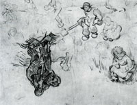 Vincent van Gogh Sheet with Sketches of a Digger and Other Figures