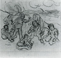 Vincent van Gogh Sheet with Sketches of Figures