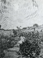 Vincent van Gogh Sun Disk above a Path between Shrubs