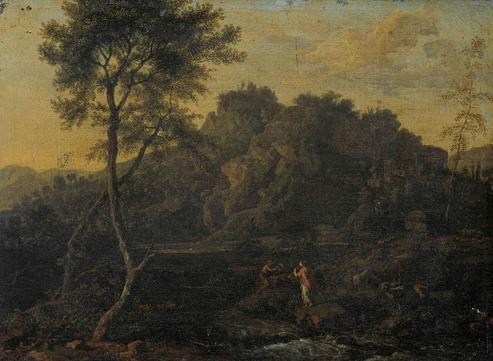Attributed to Abraham Genoels - Nymph and Shepherd Making Music in a Landscape