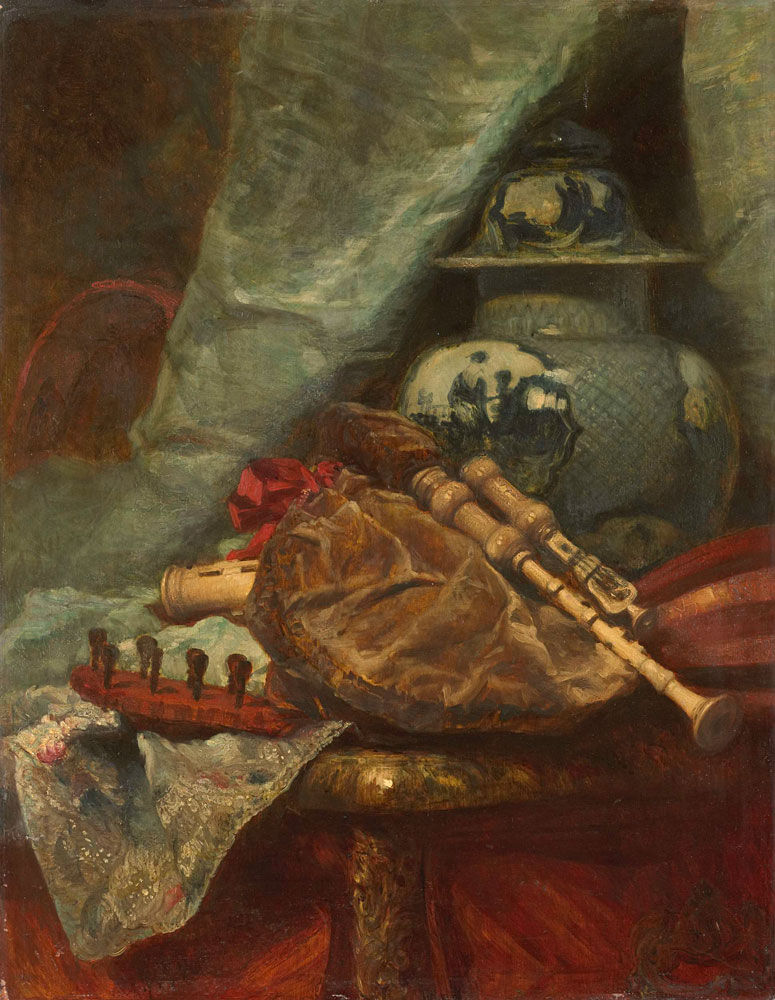 Adolphe Mouilleron - Still Life with Bagpipes