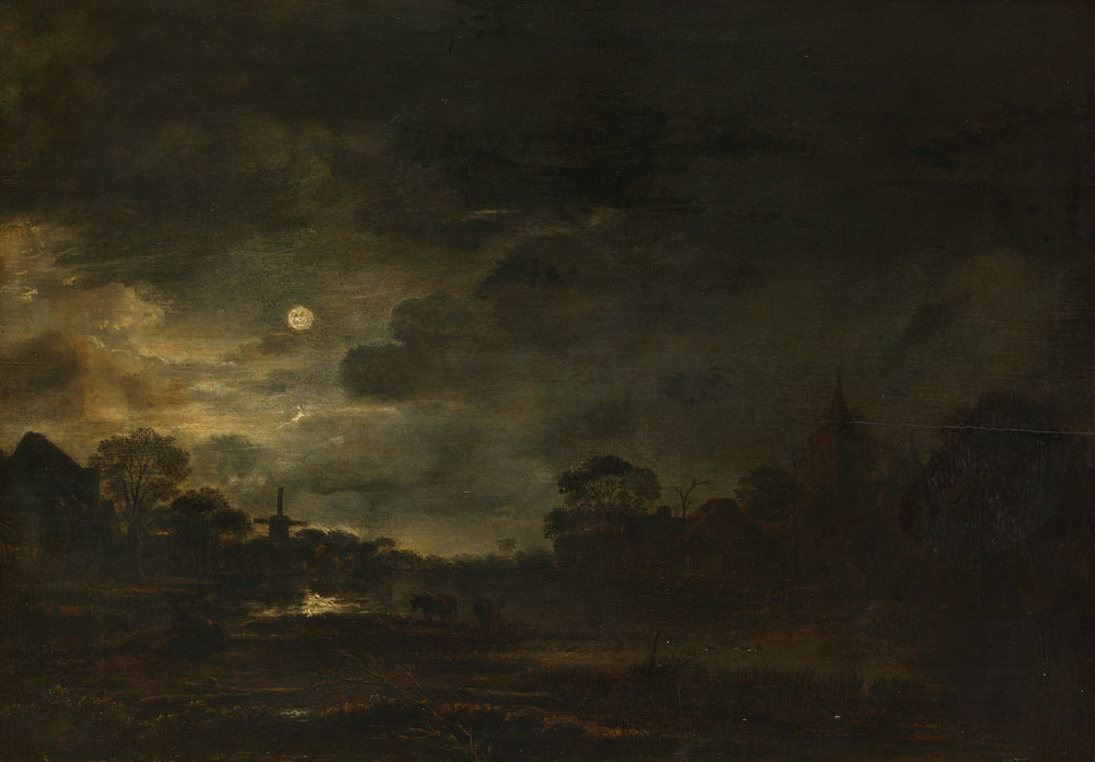 Aert van der Neer - Landscape by Moonlight