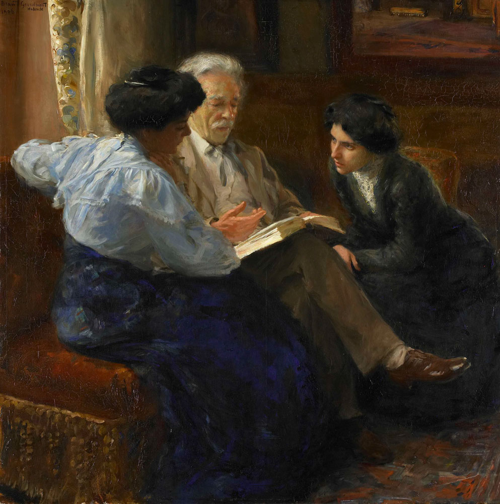 Bramine Hubrecht - Alphons Marie Antoine Joseph Grandmont (1837-1909), the Artist's second husband, Tutoring two Italian Girls