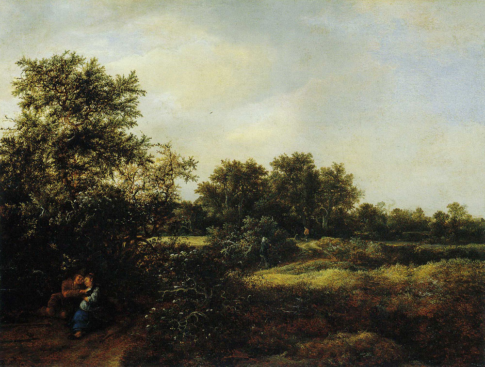 Jacob van Ruisdael - Wooded Landscape with Dunes and an Amorous Couple