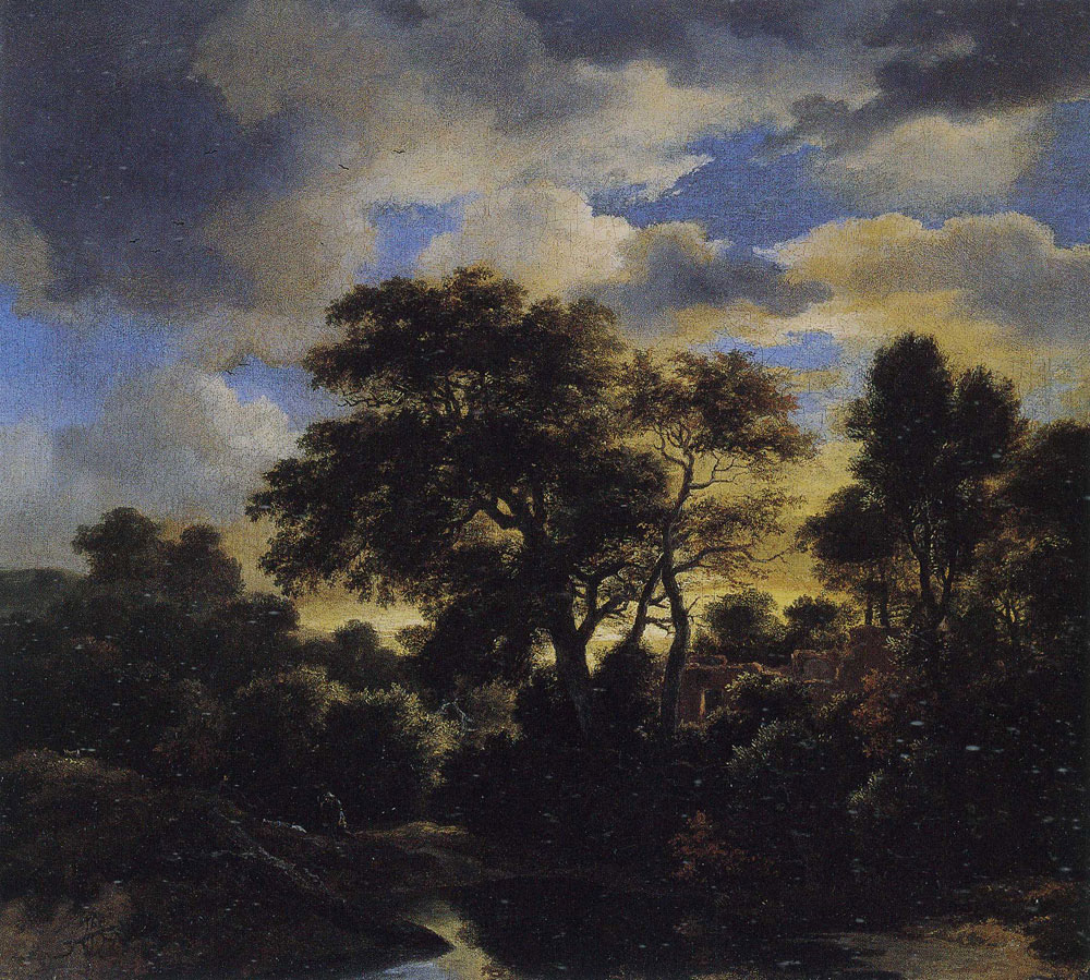 Jacob van Ruisdael - Wooded Landscape with a Pond and Small Ruin