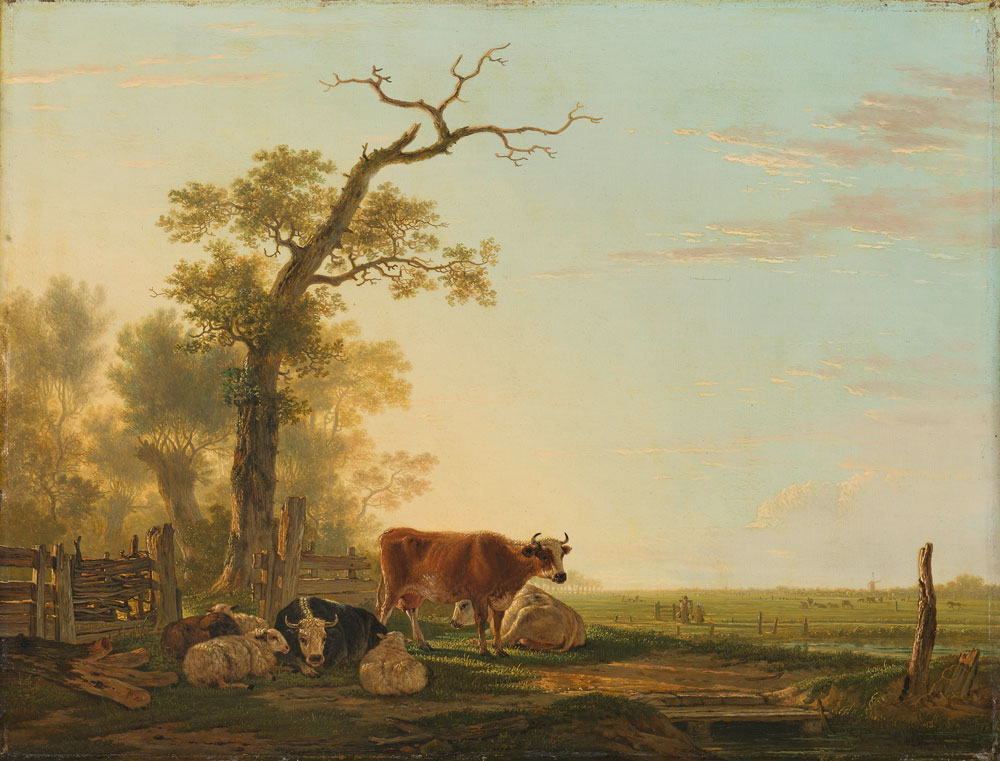 Jacob van Strij - Meadow Landscape with Animals