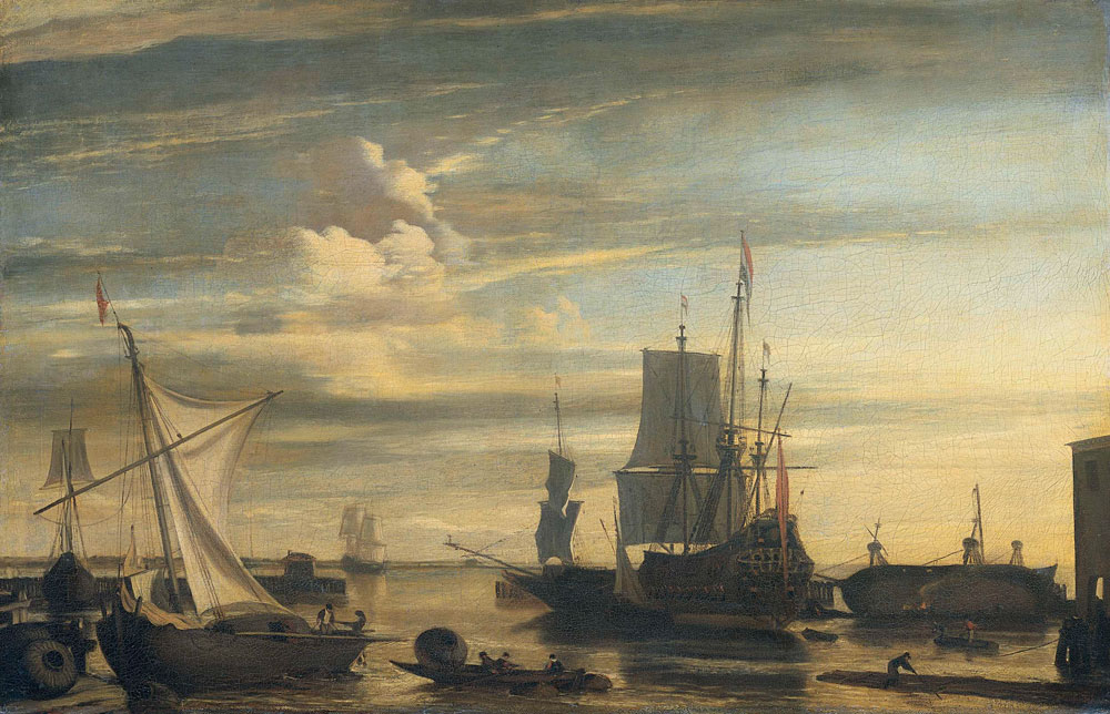 Attributed to Jan Claesz. Rietschoof - Harbor at Sunset