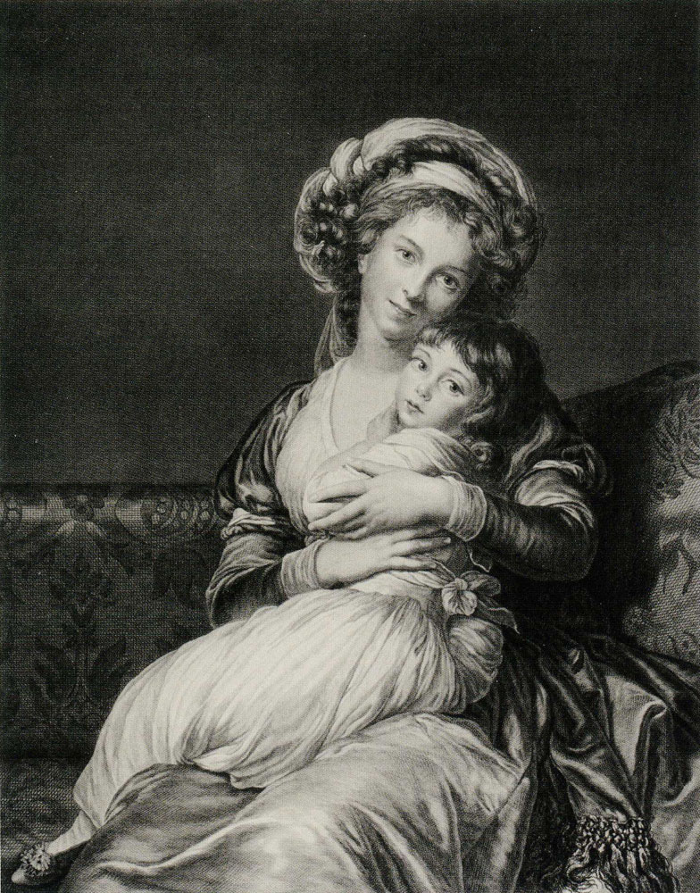 Jean-Jacques Avril and Charles Eugène Duponchel after Elisabeth Louise Vigée Le Brun - Madame Vigée Le Brun Holding Her Daughter in Her Arms (Maternal Tenderness)