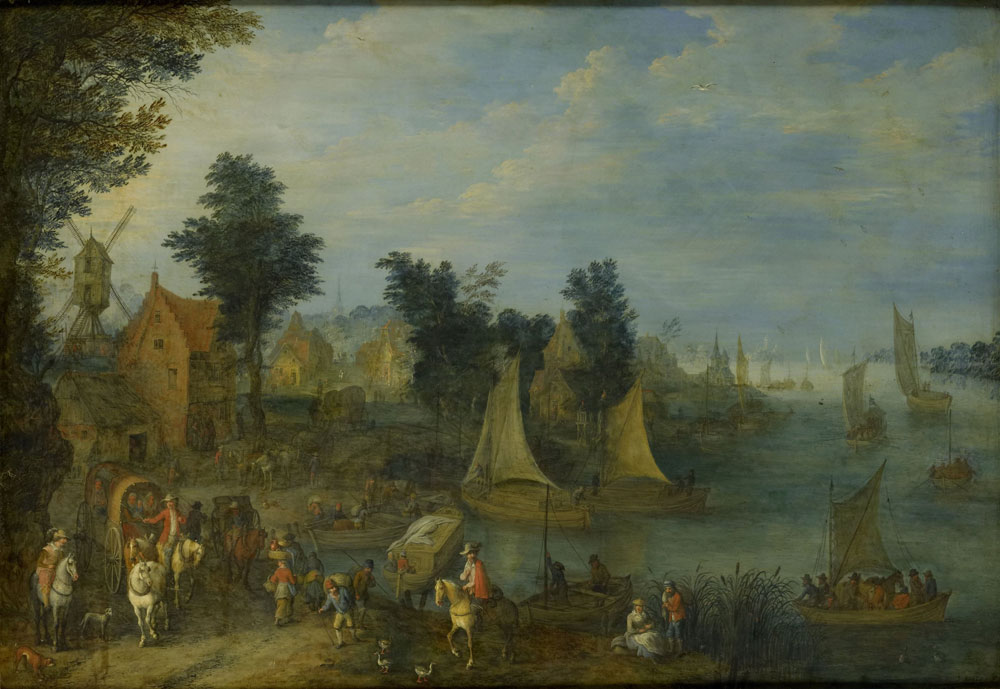 Jozef van Bredael - Village on the Bank of a River