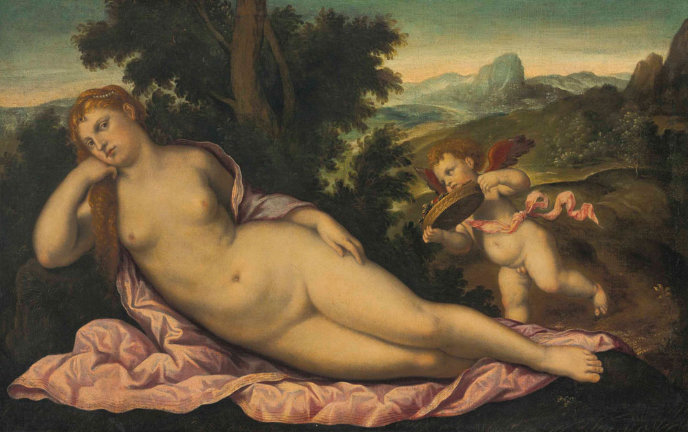 Studio of Paris Bordone - Venus and Cupid