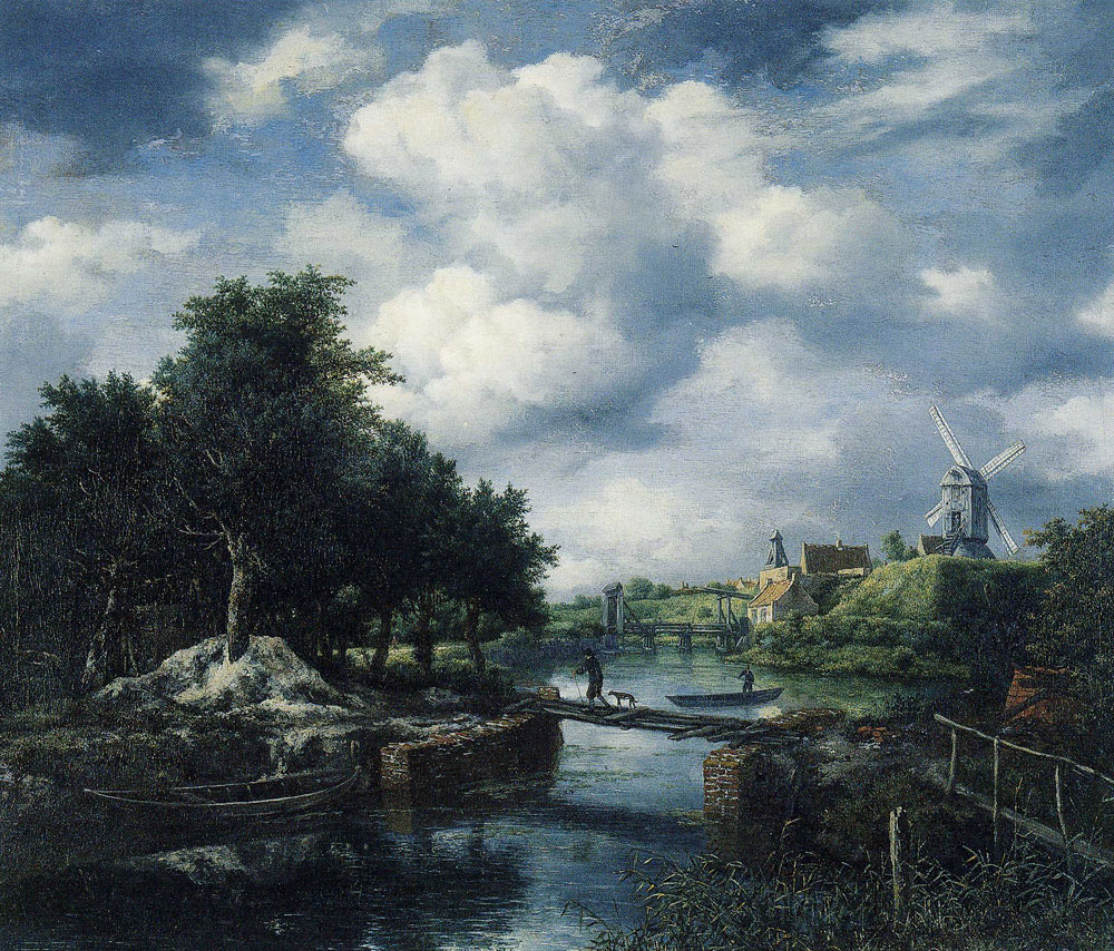 Jacob van Ruisdael - Landscape with a Windmill near a Town Moat