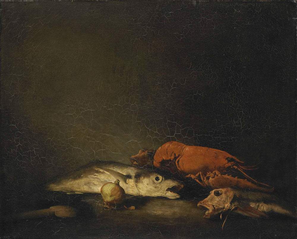 Théodule Augustin Ribot - Still Life with Fish and a Lobster