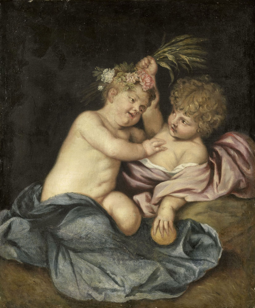 Follower of Thomas Willeboirts Bosschaert - Two Infants, Personifications of Spring and Autumn