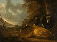 Manner of Aelbert Cuyp Landscape with Cows and a Young Herdsman
