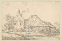 Gillis Claesz. de Hondecoeter Imposing Farmhouse with Barn
