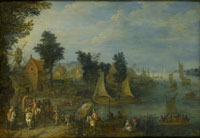 Jozef van Bredael Village on the Bank of a River