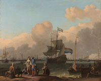 Ludolf Bakhuysen The Y at Amsterdam, with the Frigate 'De Ploeg'