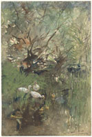 Willem Maris Ducks under the Willows