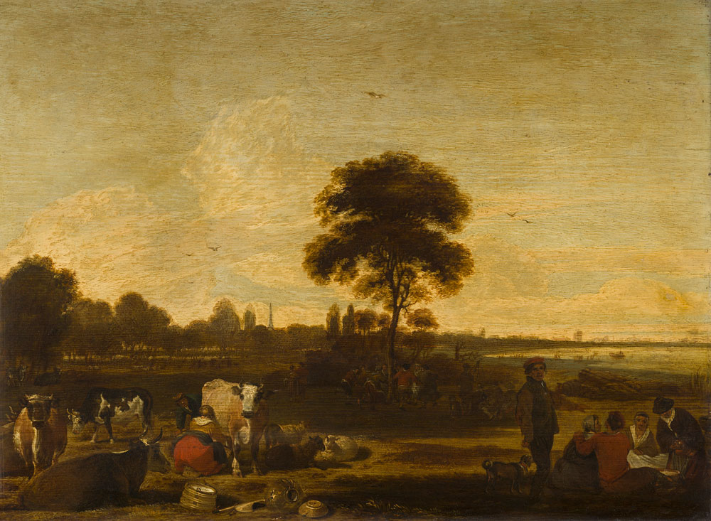Cornelis Saftleven - Landscape with Herdsmen and Cattle