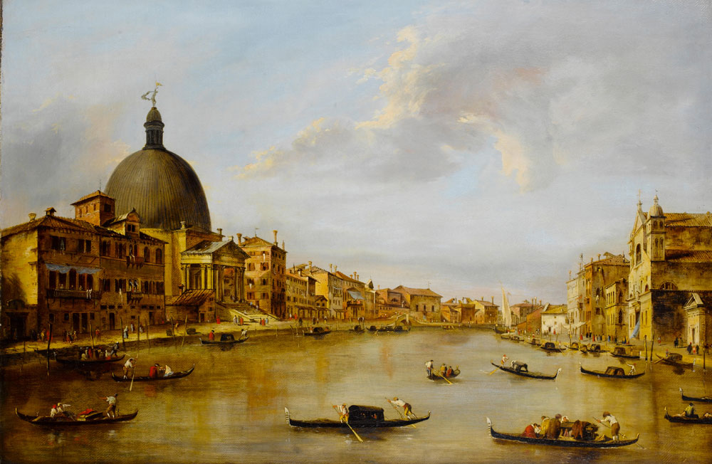 Manner of Francesco Guardi - The Grand Canal, Venice, with San Simeone Piccolo
