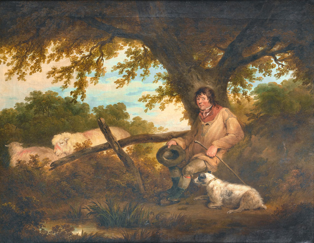 George Morland - A shepherd and his dog