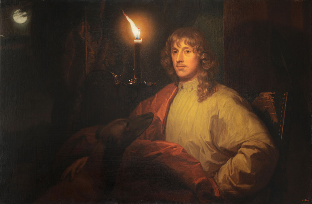 Godfried Schalcken - Portrait of James Stuart, 4th Duke of Lennox and 1st Duke of Richmond (1612-1655), with his greyhound by candlelight