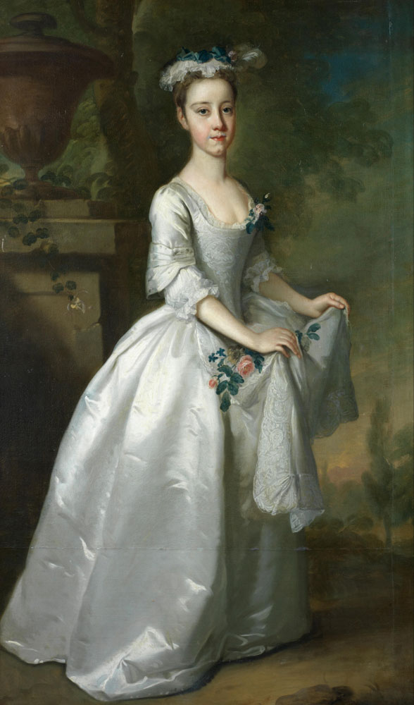 Attributed to John Vanderbank - Portrait of Martha Fursman, full-length, in a white dress
