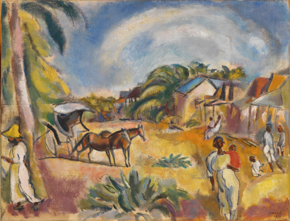 Jules Pascin - Landscape with Figures and Carriage