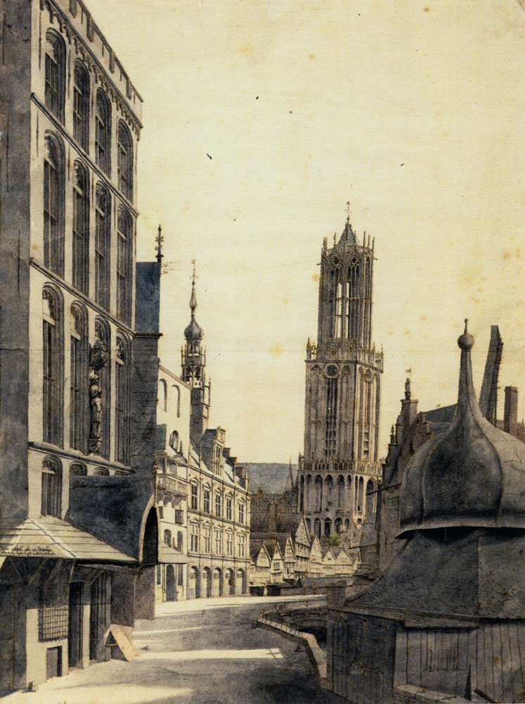 Pieter Saenredam - View of the Stadhuisbrug in Utrecht, with the Cathedral Tower and Utrecht City Hall