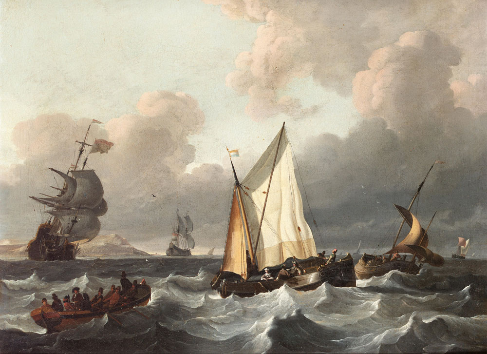 Wigerus Vitringa - A smalschip and other boats in a swell