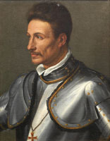 Circle of Alessandro di Cristofano Allori Portrait of a gentleman, half-length, in armour, wearing the Order of Saint Stephen