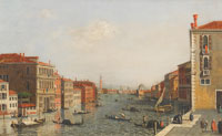 English Follower of Antonio Canal, called il Canaletto The Grand Canal, Venice, from Campo San Vio looking towards the Bacino di San Marco