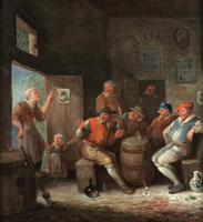 Egbert van Heemskerck the Younger Peasants drinking in a tavern interior