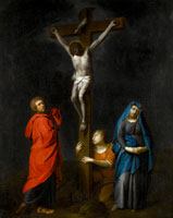 Follower of Gabriel Metsu The Crucifixion with the Virgin, Saints Mary Magdalen and John the Baptist