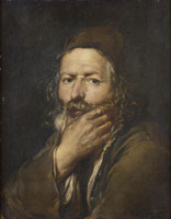 Giacomo Ceruti An elderly bearded peasant man resting his chin in his hand