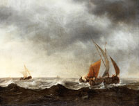 Hendrik Jacobsz. Dubbels Shipping in a stormy sea