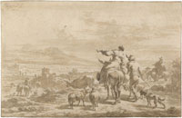 Nicolaes Berchem Trav­el­ers in an Ital­ian Land­scape
