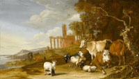Paulus Potter Wooded River Landscape with Cattle and Goats