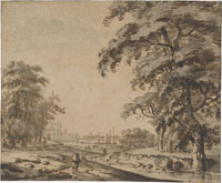 Roelant Roghman High Trees by a River with a Town in the Dis­tance